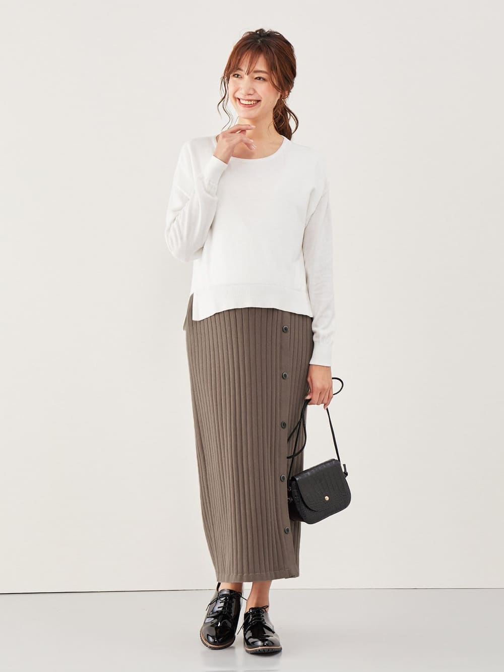 マタニティ ワンピース 授乳口付 レイヤード風ニットワンピース マタニティウェア 授乳服通販 エンジェリーベ 公式