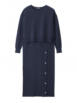 レイヤード風ニットワンピース　マタニティ・授乳服【出産後も長く使える】 29682