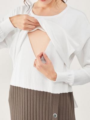 マタニティ ワンピース|レイヤード風ニットワンピース　マタニティ・授乳服【出産後も長く使える】