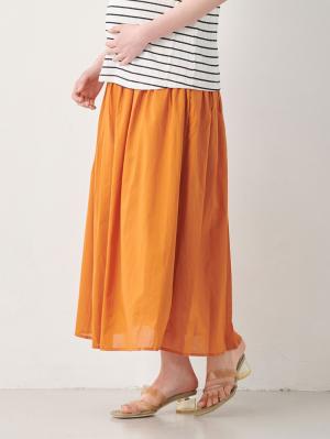 マタニティ スカート|【産前産後対応】コットンローンギャザースカート【出産後も長く使える】|キャメル