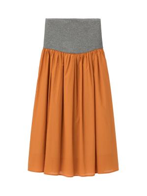 マタニティ スカート|【産前産後対応】コットンローンギャザースカート【出産後も長く使える】|キャメル