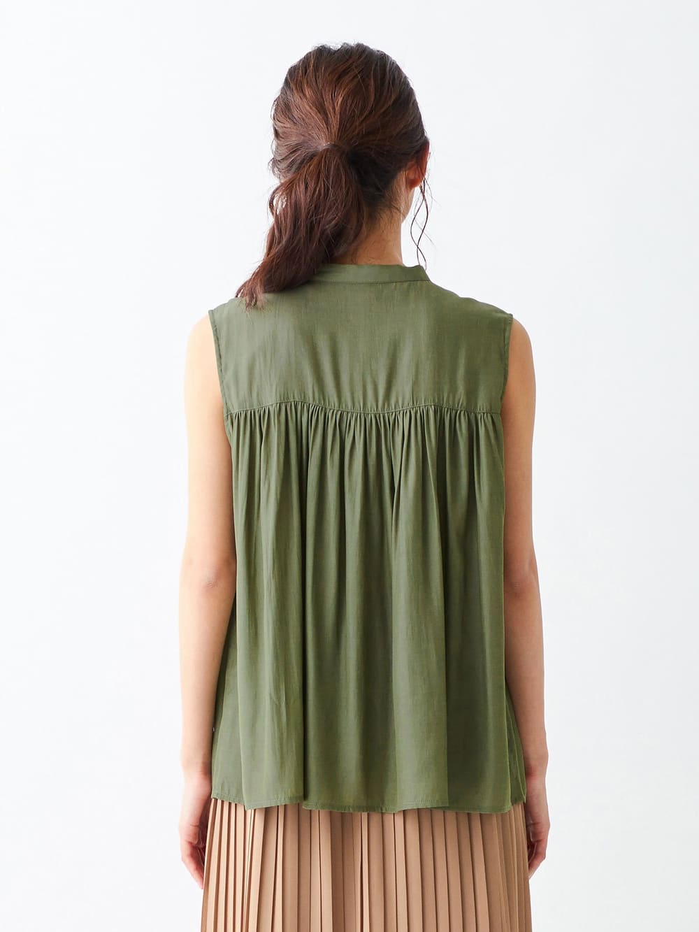 マタニティ トップス|ノースリーブギャザートップス　マタニティ・授乳服【出産後も長く使える】