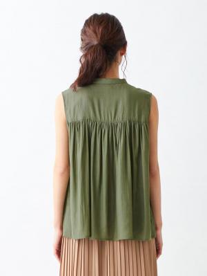 マタニティ トップス|ノースリーブギャザートップス　マタニティ・授乳服【出産後も長く使える】