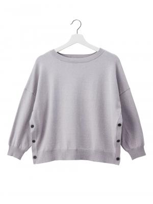 マタニティ トップス|サイドボタンニットトップス　マタニティ・授乳服【出産後も長く使える】|グレー