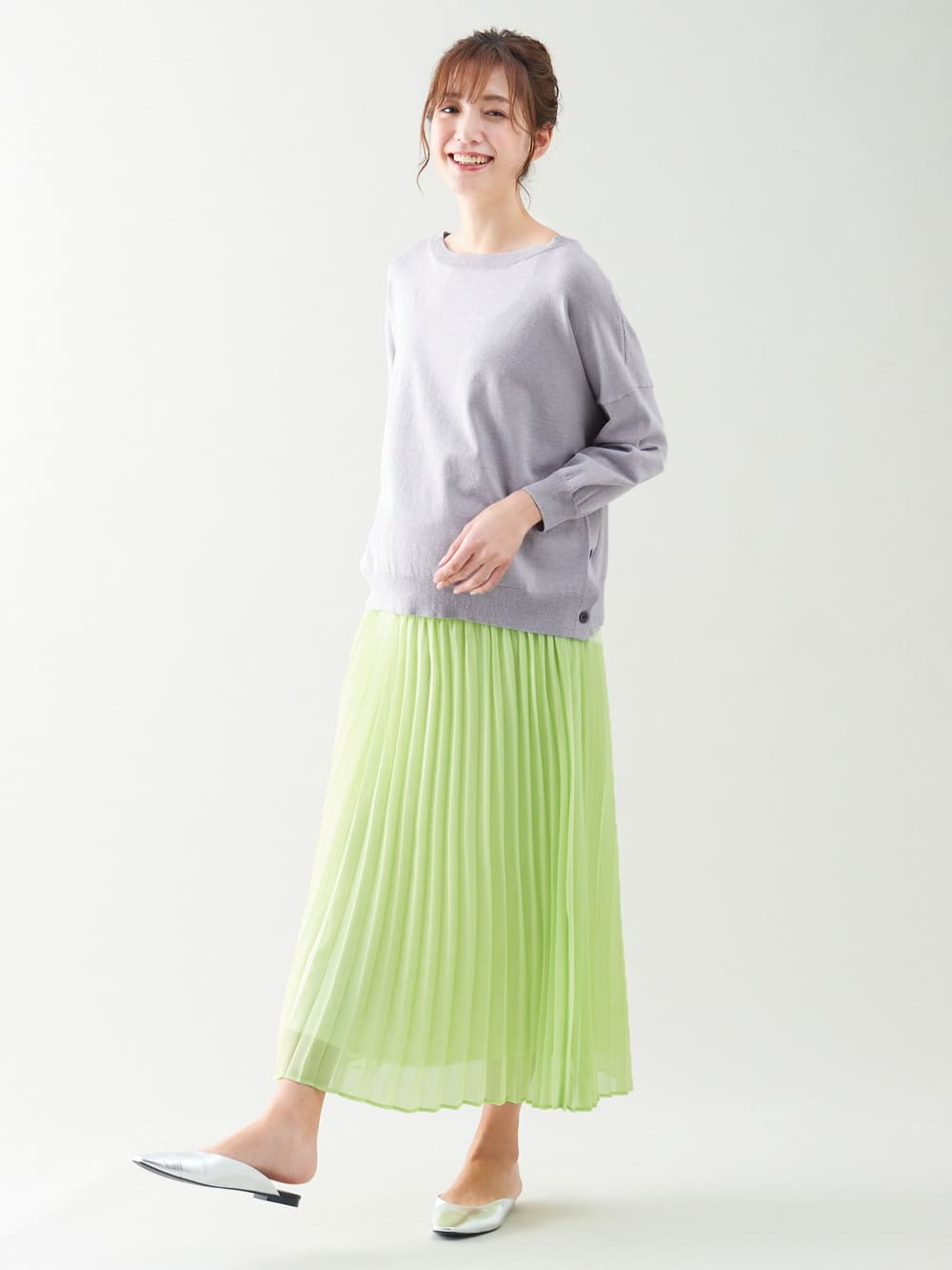 マタニティ トップス|サイドボタンニットトップス　マタニティ・授乳服【出産後も長く使える】|グレー