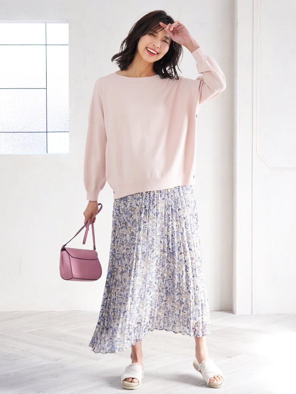 マタニティ トップス|サイドボタンニットトップス　マタニティ・授乳服【出産後も長く使える】|ライトピンク