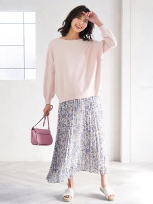 マタニティ トップス|サイドボタンニットトップス　マタニティ・授乳服【出産後も長く使える】|ライトピンク