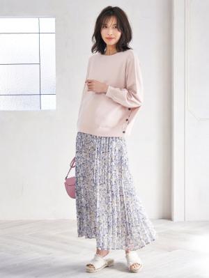 マタニティ トップス|サイドボタンニットトップス　マタニティ・授乳服【出産後も長く使える】|ライトピンク