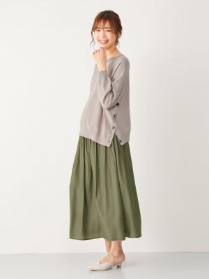 マタニティ トップス|サイドボタンニットトップス　マタニティ・授乳服【出産後も長く使える】|ベージュ