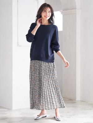 マタニティ トップス|サイドボタンニットトップス　マタニティ・授乳服【出産後も長く使える】|ネイビー