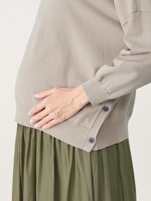 マタニティ トップス|サイドボタンニットトップス　マタニティ・授乳服【出産後も長く使える】|ベージュ