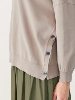 マタニティ トップス|サイドボタンニットトップス　マタニティ・授乳服【出産後も長く使える】|ベージュ