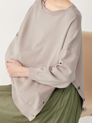 マタニティ トップス|サイドボタンニットトップス　マタニティ・授乳服【出産後も長く使える】|ベージュ