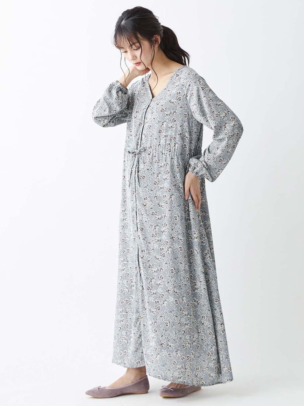 授乳しやすい 花柄ロングワンピース エンジェリーベ マタニティウェア 授乳服通販 エンジェリーベ 公式 授乳しやすい 花柄ロングワンピース エンジェリーベ マタニティウェア 授乳服通販 エンジェリーベ 公式