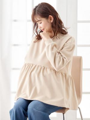 マタニティ トップス|ミニ裏毛ギャザートップス　マタニティ・授乳服【出産後も長く使える】