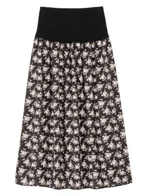 【産前産後対応】フラワープリントギャザーロングスカート【出産後も長く使える】 29694