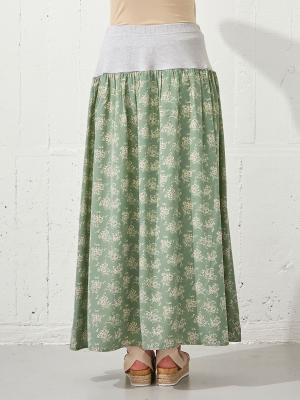 マタニティ スカート|【産前産後対応】フラワープリントギャザーロングスカート【出産後も長く使える】