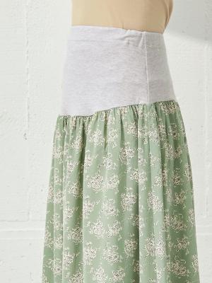 マタニティ スカート|【産前産後対応】フラワープリントギャザーロングスカート【出産後も長く使える】