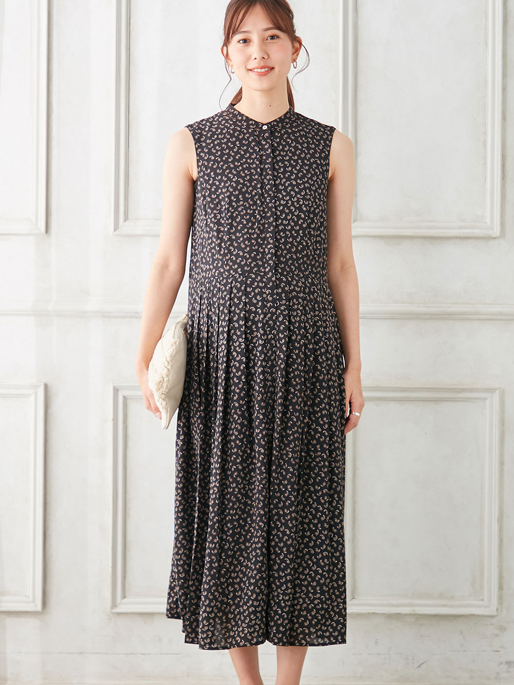 マタニティ ワンピース 出産後も長く使える ペイズリー柄ノースリーブワンピース マタニティ 授乳服 マタニティウェア 授乳服通販 エンジェリーベ 公式