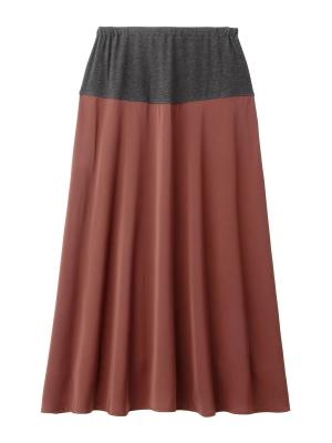 マタニティ スカート|【産前産後対応】Aラインロングスカート【出産後も長く使える】|ブラウン