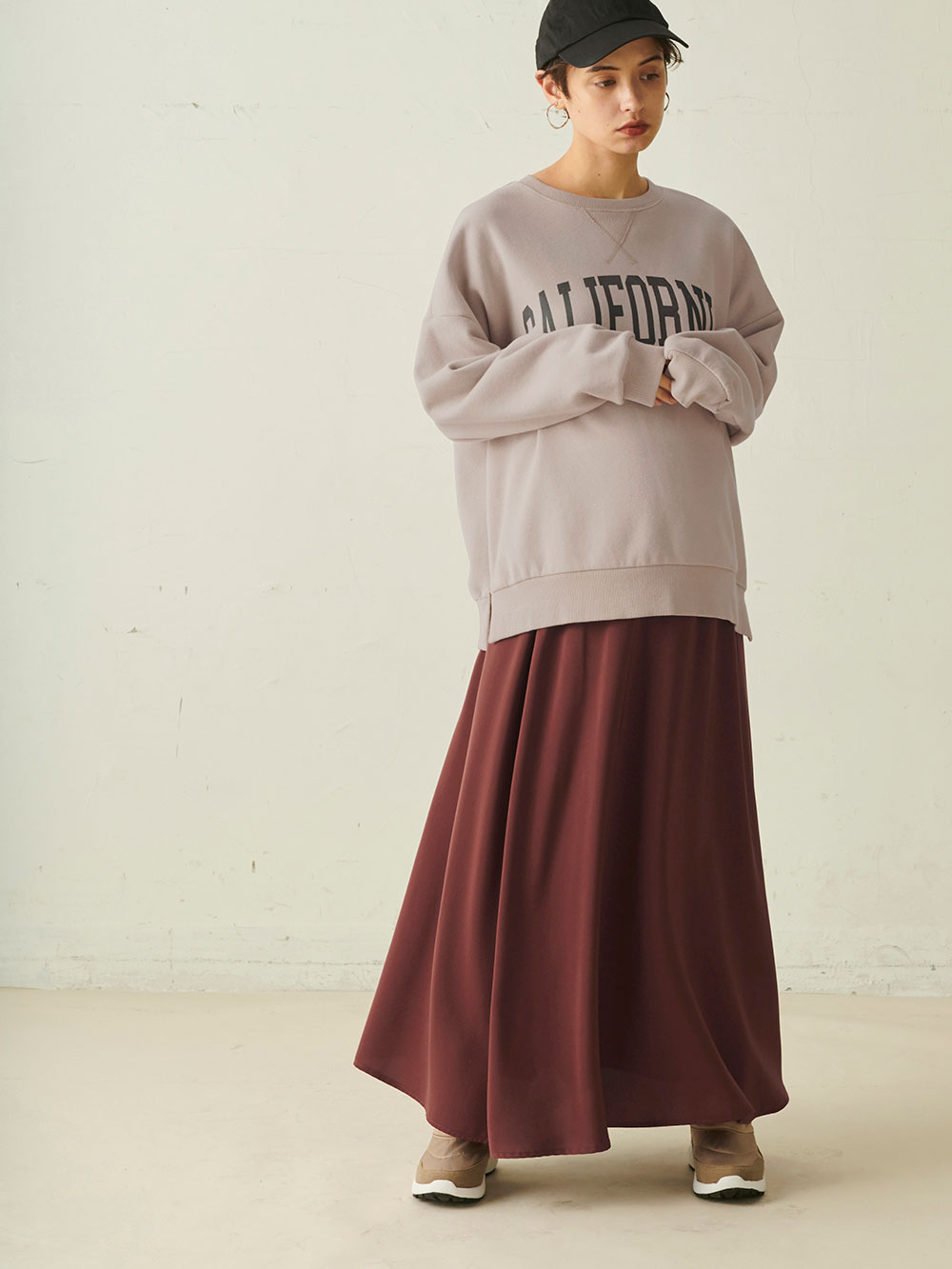 マタニティ スカート|【産前産後対応】Aラインロングスカート【出産後も長く使える】|ブラウン