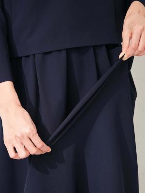 マタニティ ワンピース|八分袖レイヤードギャザーフレアワンピース マタニティ・授乳服【出産後も長く使える】