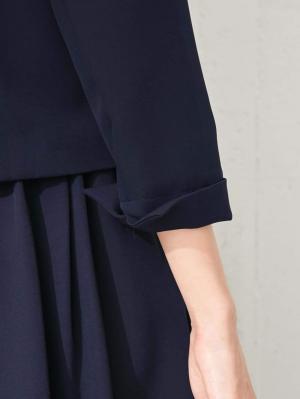マタニティ ワンピース|八分袖レイヤードギャザーフレアワンピース マタニティ・授乳服【出産後も長く使える】