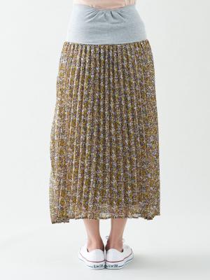 マタニティ スカート|【産前産後対応】花柄シフォンプリーツスカート【出産後も長く使える】