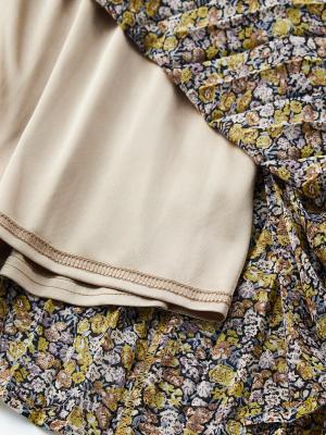 マタニティ スカート|【産前産後対応】花柄シフォンプリーツスカート【出産後も長く使える】