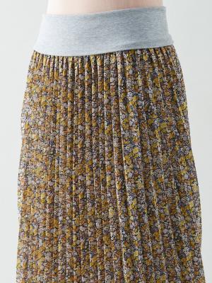 マタニティ スカート|【産前産後対応】花柄シフォンプリーツスカート【出産後も長く使える】