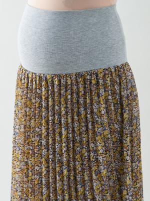 マタニティ スカート|【産前産後対応】花柄シフォンプリーツスカート【出産後も長く使える】