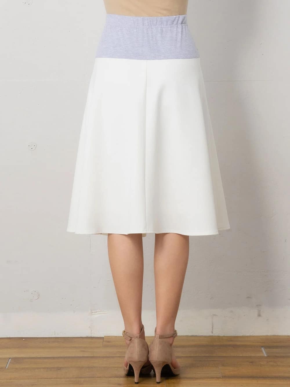 マタニティ スカート|【産前産後対応】ストレッチジョーゼットフレアスカート【出産後も長く使える】