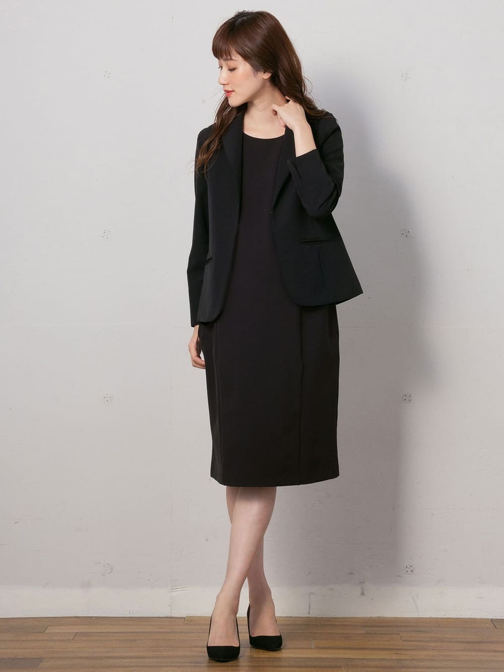 マタニティ ワンピース|ストレッチジョーゼットノースリーブワンピ－ス　マタニティ・授乳服【出産後も長く使える】|ブラック