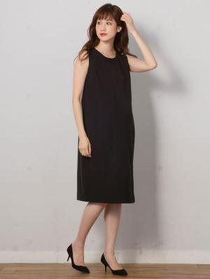 マタニティ ワンピース|ストレッチジョーゼットノースリーブワンピ－ス　マタニティ・授乳服【出産後も長く使える】|ブラック