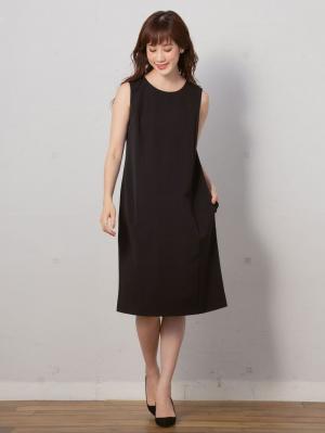 マタニティ ワンピース|ストレッチジョーゼットノースリーブワンピ－ス　マタニティ・授乳服【出産後も長く使える】|ブラック