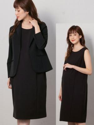 マタニティ ワンピース|ストレッチジョーゼットノースリーブワンピ－ス　マタニティ・授乳服【出産後も長く使える】|ブラック