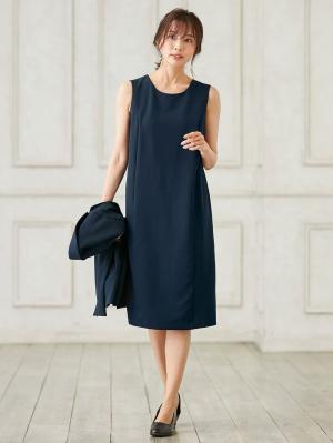 マタニティ ワンピース|ストレッチジョーゼットノースリーブワンピ－ス　マタニティ・授乳服【出産後も長く使える】|ネイビー