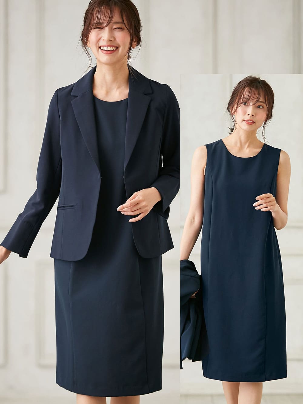 マタニティ ワンピース|ストレッチジョーゼットノースリーブワンピ－ス　マタニティ・授乳服【出産後も長く使える】|ネイビー