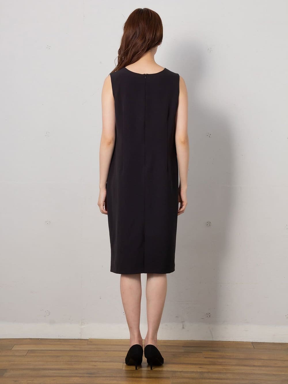 マタニティ ワンピース|ストレッチジョーゼットノースリーブワンピ－ス　マタニティ・授乳服【出産後も長く使える】|ブラック