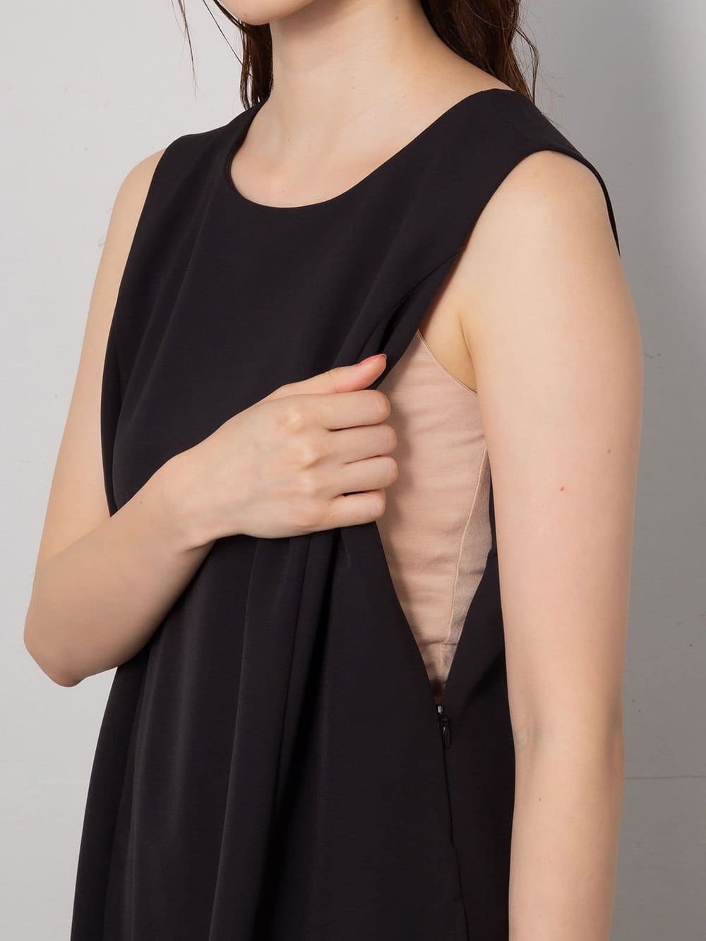 マタニティ ワンピース 授乳口付 ストレッチジョーゼットノースリーブワンピ ス マタニティウェア 授乳服通販 エンジェリーベ 公式