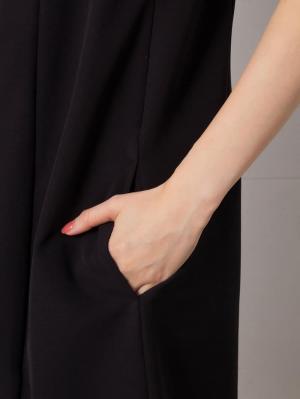 マタニティ ワンピース|ストレッチジョーゼットノースリーブワンピ－ス　マタニティ・授乳服【出産後も長く使える】|ブラック