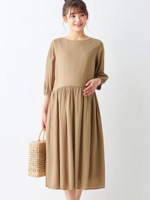 レーヨンリネンワンピース　マタニティ・授乳服【出産後も長く使える】29706