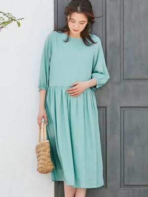マタニティ ワンピース|レーヨンリネンワンピース　マタニティ・授乳服【出産後も長く使える】|ミント