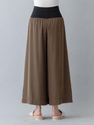 マタニティ パンツ|【産前産後対応】ドライタッチフレアワイドパンツ【出産後も長く使える】