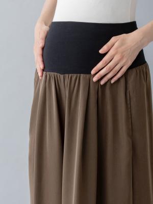 マタニティ パンツ|【産前産後対応】ドライタッチフレアワイドパンツ【出産後も長く使える】