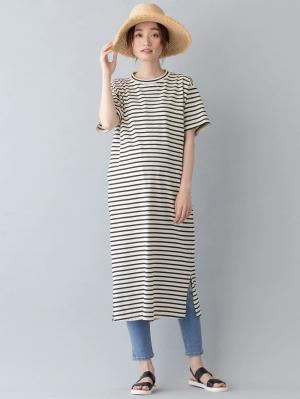 マタニティ ワンピース|ain（アイン）T/C天竺ボーダーワンピース　マタニティ・授乳服【出産後も長く使える】|オフ