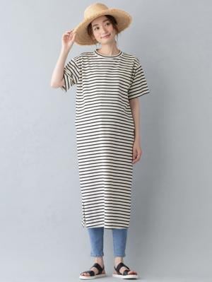 マタニティ ワンピース|ain（アイン）T/C天竺ボーダーワンピース　マタニティ・授乳服【出産後も長く使える】|オフ