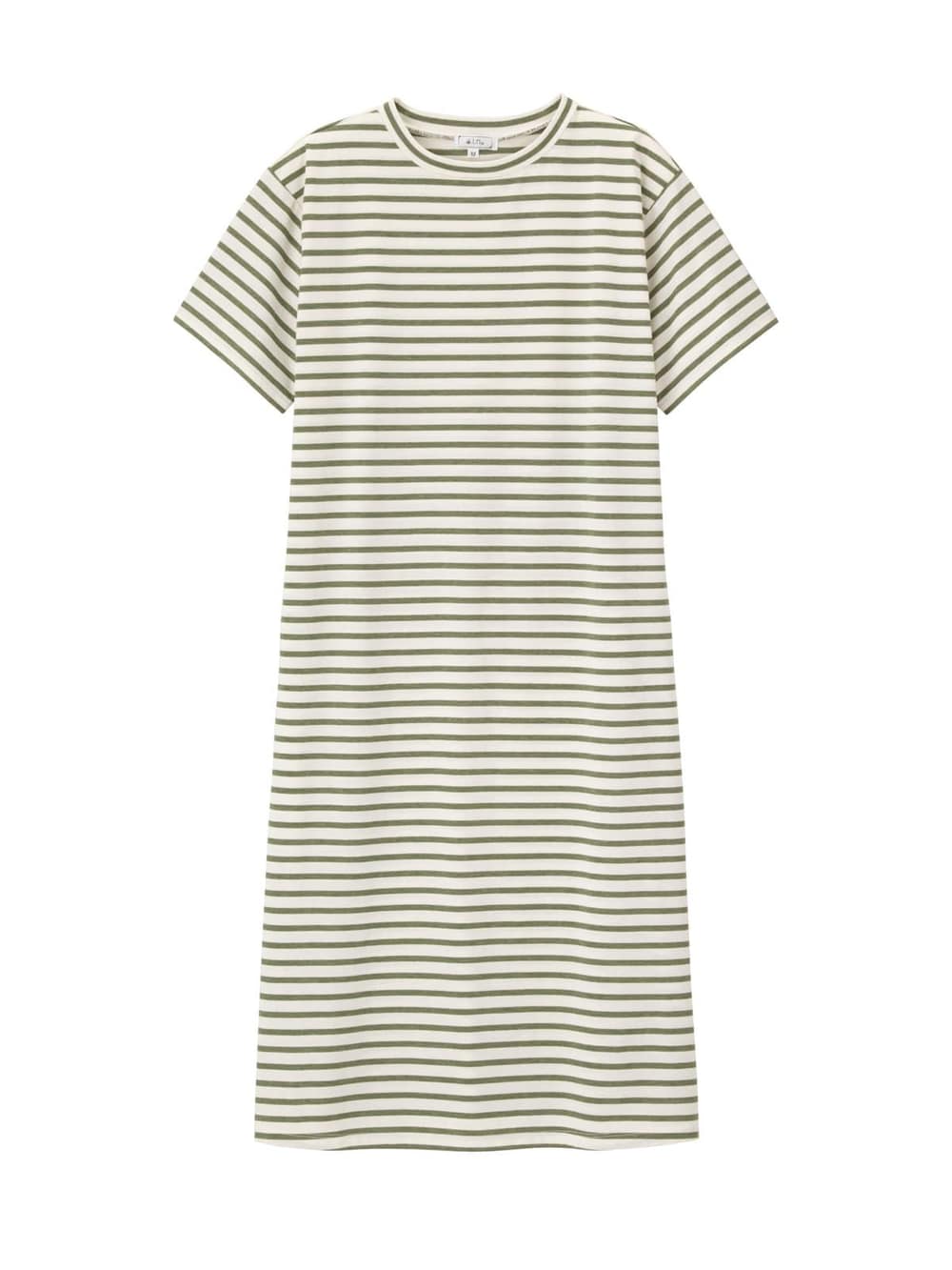 マタニティ ワンピース|ain（アイン）T/C天竺ボーダーワンピース　マタニティ・授乳服【出産後も長く使える】|カーキ
