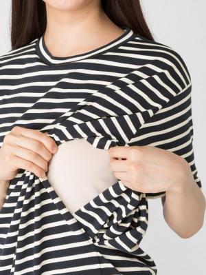 マタニティ ワンピース|ain（アイン）T/C天竺ボーダーワンピース　マタニティ・授乳服【出産後も長く使える】|ネイビー