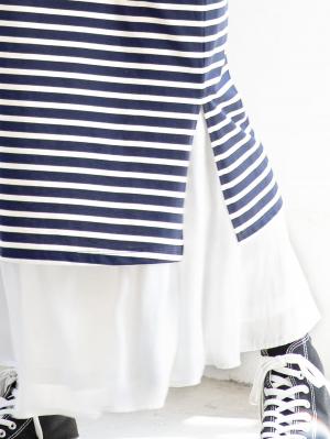 マタニティ ワンピース|ain（アイン）T/C天竺ボーダーワンピース　マタニティ・授乳服【出産後も長く使える】|ネイビー